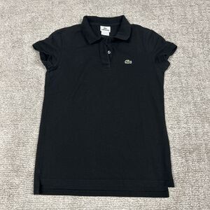 Lacoste Polo Shirt Womens 42 Large Black Slim Fit Short Sleeve Cotton Stretch